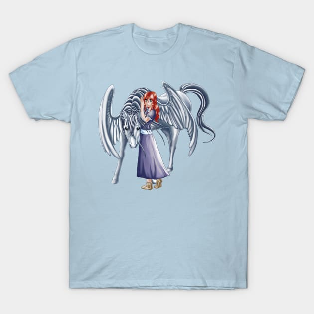 Anime girl with Pegasus 2 T-Shirt by PegasusLady